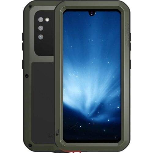 Love Mei For Samsung Galaxy A41 US / A21 US Metal Aluminum Armor Shockproof Heavy Duty Case protective Cover+Gorilla Glass
