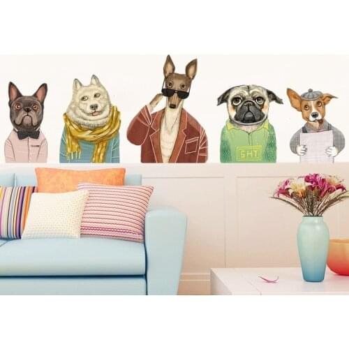 Cartoon Dog Wall Stickers Bedroom Bedside Stickers Creative DIY Decals for Furniture Self Adhesive Murals Living Room Decoration