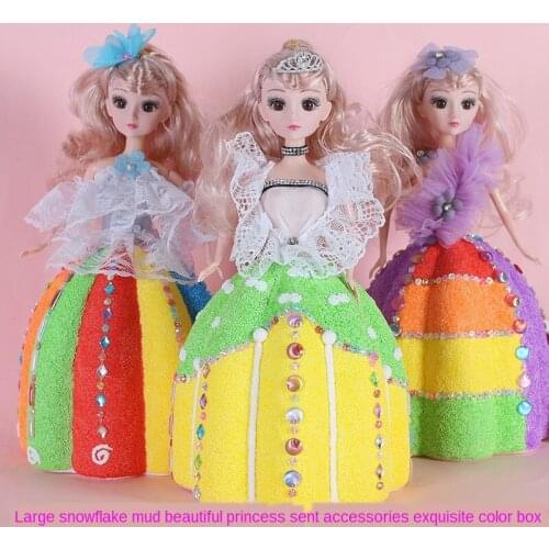 Toy Set Princess Doll Mud Making Package Pearl Creative Snowflake Children Day Handmade Material Color Beautiful P26