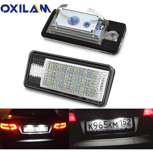 OXILAM 2pcs Canbus 18 LED License Number Plate Light Lamp For Audi A3 S3 A4 S4 B6 A6 S6 A8 S8 Q7 RS4 Car Accessories Tail Light