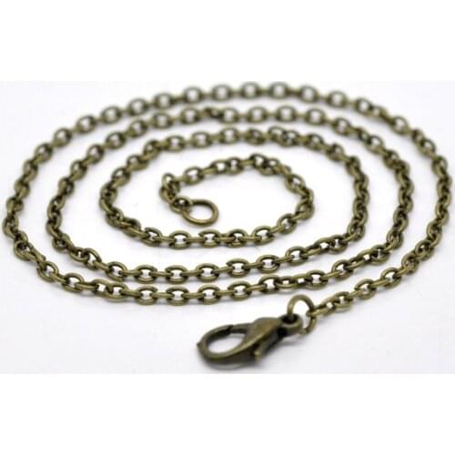 8Seasons Iron Alloy Link Cable Chain Necklace Antique Bronze Color Handmade Women Jewelry 45.6cm long, Chain Size: 2x3mm,12PCs