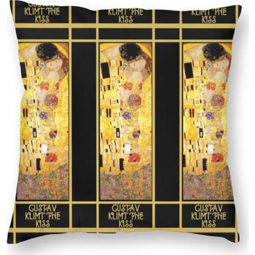 Custom Gustav Klimt The Kiss Square Throw Pillow Cover Decoration 3D Two Side Printed Painting Art Cushion Cover for Living Room