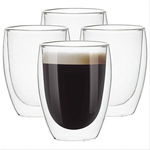 Simplicity 4PCS/Set Transparent Heat-resistant Double Wall Glass Cups Espresso Coffee Drink Mug 80-450ml Teacup Glasses Creative