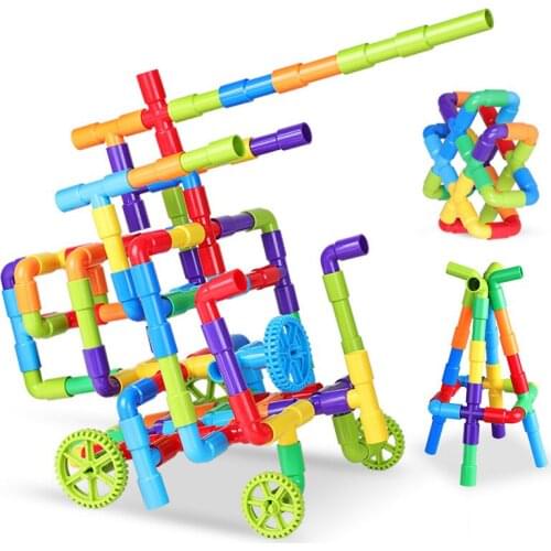 38-306PCS Colorful DIY Assembling Block Pipeline Tunnel Educational Water Pipe Building Blocks Toys For Children Bricks Model
