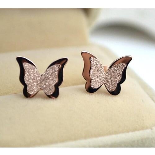 Rose gold frosted butterfly earrings for Women Ins Hot fashion Earring Jewelry for office lady