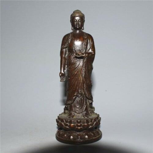 Chinese Antique Bronze Sakyamuni Standing Buddha Statue,ming Dynasty Collection Ornaments Statues for Decoration Figurines