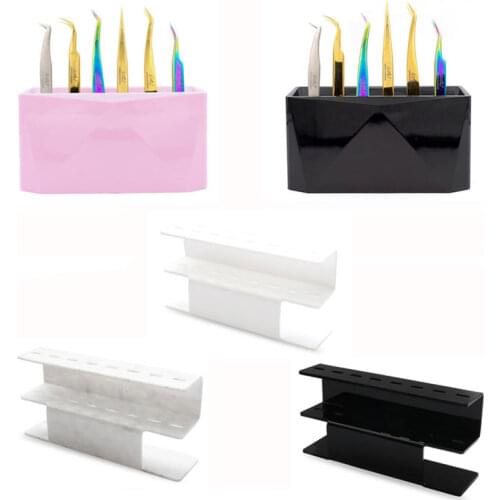 6 Holes Acrylic Eyelash Tweezers Storage Rack Display Eyelash Extension Organizer Stand Holder Makeup Tool