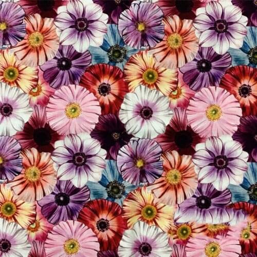 Flowers Print 100% Cotton Fabric For Sewing Dress Kids Clothes Hairband Tissue DIY Needlework Material Width 110CM By Yard