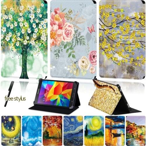 Universal PU Leather Tablet Case for Samsung Galaxy Tab 2/Tab 3/Tab 4/Tab 10.1/Tab 10.1 LTE Painting Pattern Protective Sleeve