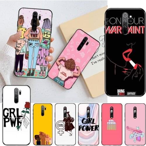YJZFDYRM Hot Feminist Girl Power Women Soft black Phone Case for Redmi Note 9 8 8T 8A 7 6 6A Go Pro Max Redmi 9 K20