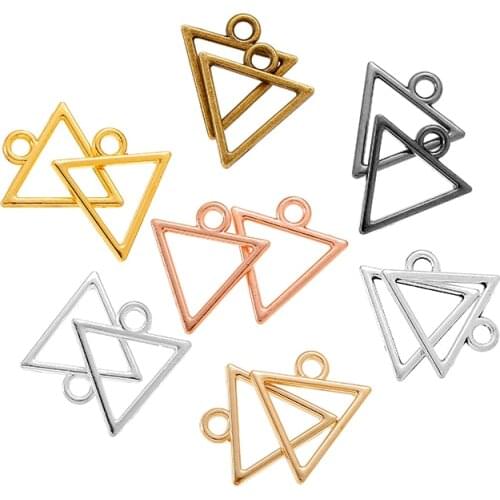 YuenZ 10pcs 7Color Mini Triangle Charm Hollow Glue Blank Pendant Tray Bezel Charms DIY Bracelet Necklace Handmade Bezel Mold