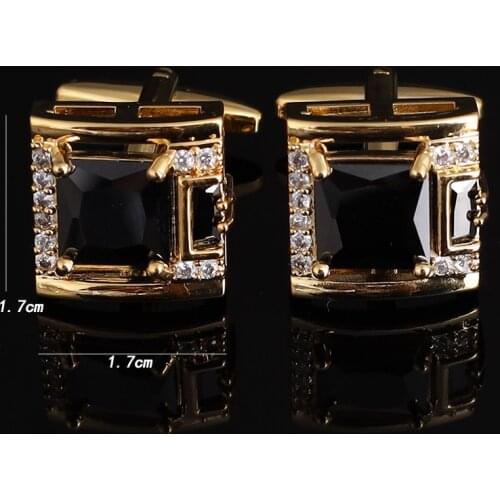 Ough Square Zircon Stone Cufflinks for Man Luxury Shirt Suit Cufflinks Black Stone Cufflinks Gift Accesories for Man