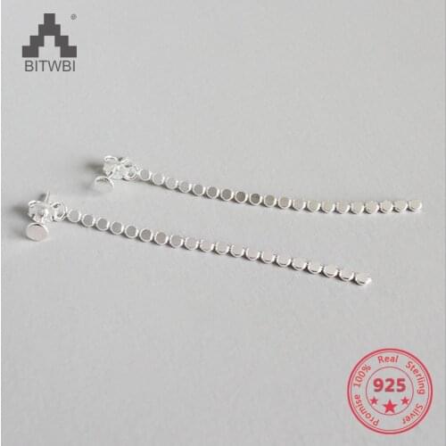2018 Flat Beads Long Earrings 925 Sterling Silver Earrings For Women Tassel Earrings Wedding Jewelry