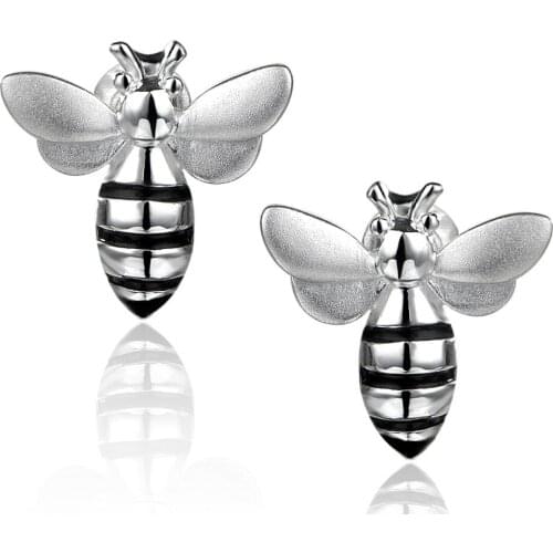 Dormith real 925 sterling silver earrings lovely bee stud earrings for women jewelry earrings