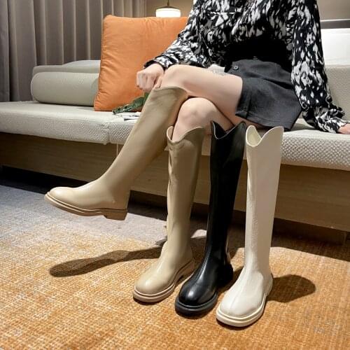 Womens High Boots Winter Boots Black Shoes 2021 Autumn Platform Women All-match High Boots Womens Shoes Thigh High Boots 35-40