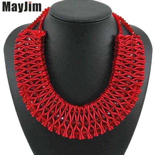 2018 New Statement Fashion Necklace Women Vintage Collar Chain Big Bead Handmade Crystal Choker Necklaces & Pendants Bijoux