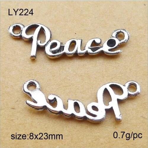 100pcs Big size Beauty 8*23mm Peace Vinatage Silver Tone Connector For DIY Bracelet Charms