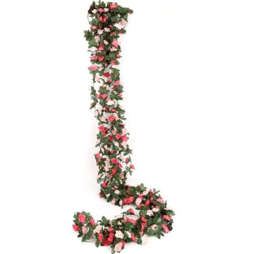 2.5M Artificial rose flowers rattan autumn Small Peony String decor silk fake garland for wedding home hotel Garden Decoration