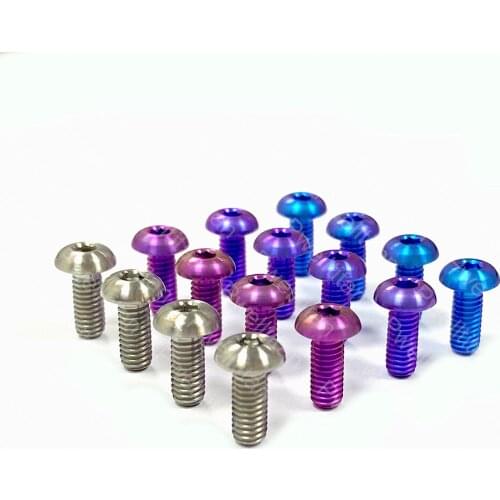 4 Pcs M4 x 10mm Half Round Hex Head Titanium Ti Button Allen Bolt Screw for Road Mtb Bike Parts Bicycle Brake Cycling