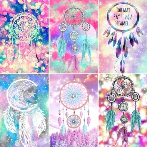 5D Diy Diamond Painting Dream Catcher Color Bell Full Diamond Square / Round Diamond Mosaic Cross Stitch Wall Home Decoration