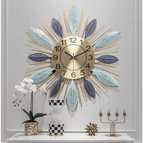 American living room light luxury wall decoration clocks home dining atmosphere silent clock creative iron wall wall clock
