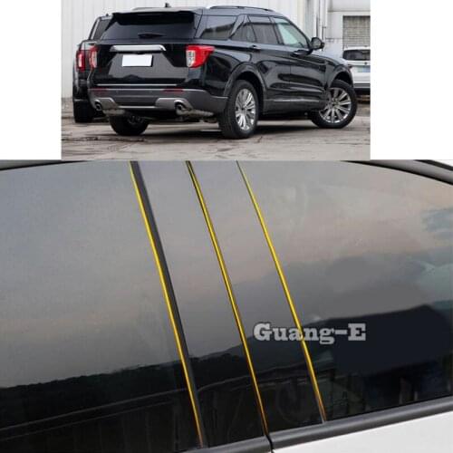Car PC Material Pillar Post Cover Door Trim Window Piano Black Molding Sticker Plate Parts For Ford Explorer U625 2020-2021 2022