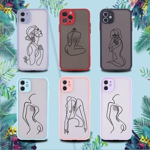 Sexy Abstract Artistic Lines Phone Case For iPhone 11 12 Pro Max Mini X XS XR 7 8P Soft Shockproof Matte Back Cover Funda
