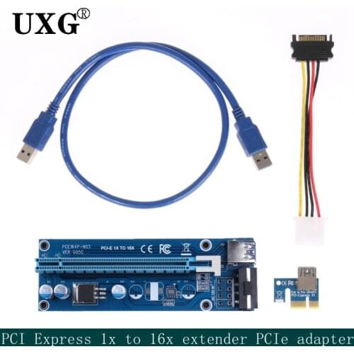 CHIPAL VER006S PCI-E Riser Card 0.3m 0.6m 100cm USB 3.0 Cable PCI Express 1X to 16X Extender PCIe Adapter for GPU Graphics Card