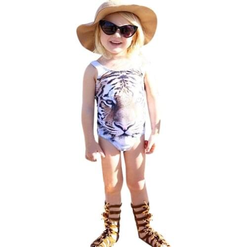Kids Baby Girl One Piece Swimsuit New 3D Tiger Pattern Children Bathing Suit Beachwear Bodysuit Monokini maillot de bain C0113