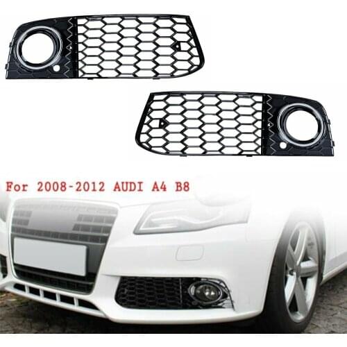 For AUDI A4 B8 Base Sedan 4 Door 2009-2012 RS4 STYLE Black HONEYCOMB MESH FOG LIGHT OPEN VENT GRILL