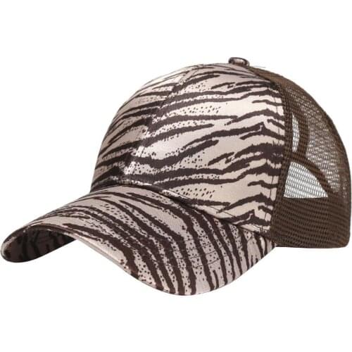 Women Summer Leopard Print Anti UV Ponytail Hat Outdoor Sports Baseball Cap