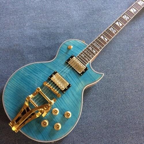 Electric guitar, Rosewood fingerboard, Blue flame maple top & back, Bigsby tremolo system electric guitar, Free shipping