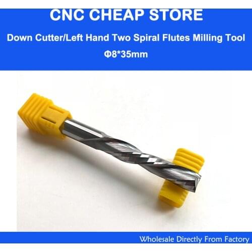1pc AAA 8x35mm Down cutter left-helical two double flute left spiral carbide cnc router bit end milling,woodworking, Plywood,MDF