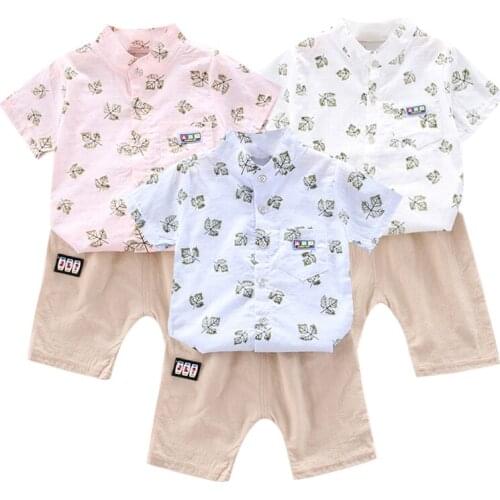 Summer Short Sleeve Cotton Cool Baby Outfit For Boy Fashion Moustache Print Tshirt + Solid Pants 2pcs Baby Boy Clothes Set