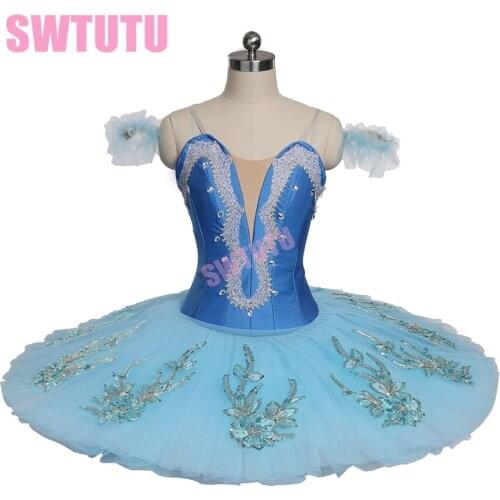 Blue Girls Performance Competiton Pallter Tutus Child Women Blue Swan Lake Professional Pancake Tutu BT9142B