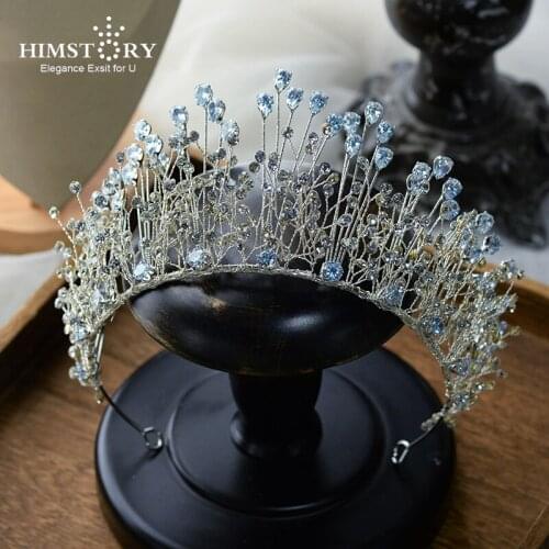 HIMSTORY Elegance Woman Wedding Crystal Cube Zircon Headpieces Handmade Headdress For Stage Show Birthdaty Party Wedding