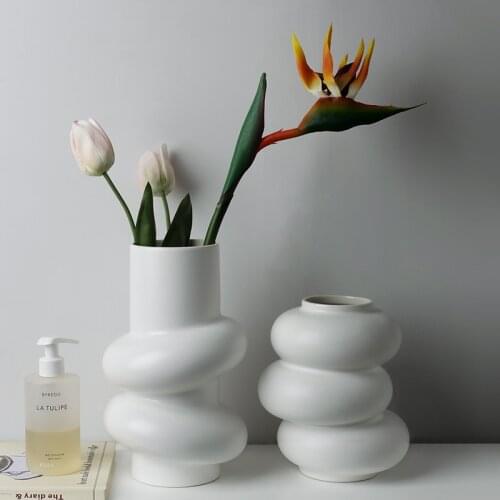 Nordic Round Ceramic Vase Home Decoration Ornaments Crafts Vegetarian Ceramic Flower Pot Art Vases Home Decoration Ornament Gift