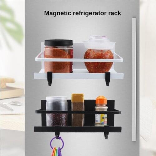 Kitchen Magnetic Shelf Side Storage Japanese-style Refrigerator Shelf Free Perforation Creative Iron Art Storage Rack