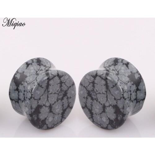 Miqiao 2pcs Fashion Classic Alabaster Stone Earpiece 6mm-16mm Exquisite Piercing Jewelry