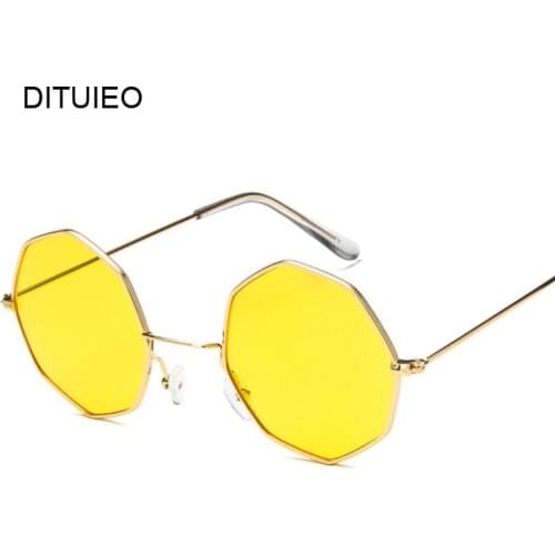 Fashion Unisex Polygon Sunglasses Women Classic Sea Gradient Shades Brand Designer Sun Glasses Women Small Square Alloy Mirror