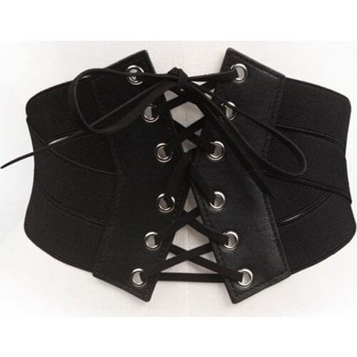 Fashion New Women PU Elastische Band Women Wide Waist Stretch Belt Elastic Cross Strap Girdle Faja Gordel