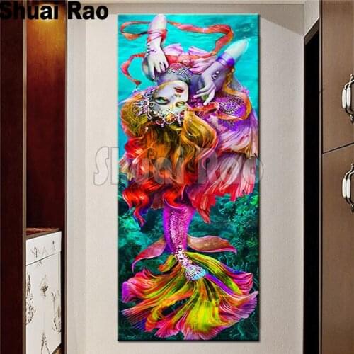 Large size Square Drill Round Drill Fantasy mermaid Mosaic Diamond Painting Cross Stitch DIY artwork Embroidery 5d puzzle gift