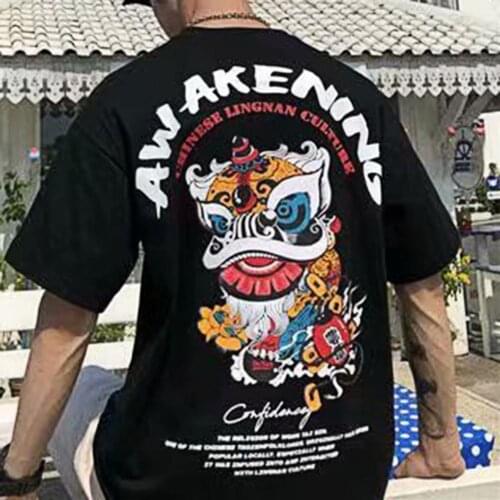 Mens short-sleeved T-shirt 2021 new summer mens casual short-sleeved tide hip-hop half sleeve Chinese style
