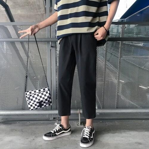 2020 Mens Fashion Male Leisure Casual Pants Fashion Trend Trousers Loose Straight Pants Black Color Pants Plus Size M-5XL