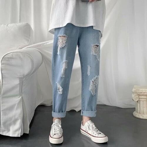 Adisputent Mens Sweatpants Sexy Hole Jeans Pants Casual Summer Autumn Male Ripped Skinny Trousers Slim Biker Outwears Pants