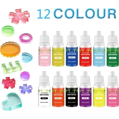 12 Colors Epoxy Resin Pigment Kit Transparent Epoxy UV Resin Coloring Dye Pigment Resin Colorant Dye Fading Resistance