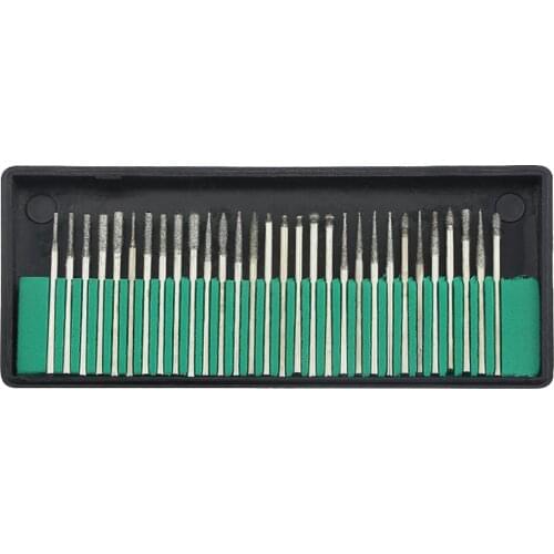 30 Pcs/set Diamond Point Burr Bits Set Mini Drill Bits Rotary Tool Polishing Needles Grinding Head Carving Tools 2.35mm