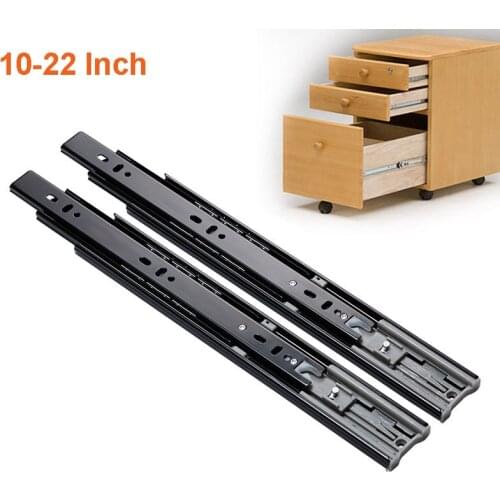 2Pcs Metal Buffer Drawer Slides 10-22" Track Width 45mm Mute Three-Section Rail Sliding Furniture Hardware Fittings