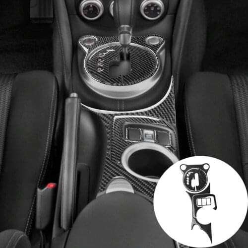 Real Carbon Fiber For Nissan 370Z Z34 2009-2019 Car Center Console Gear Panel Water Cup Heating Button Sticker Cover Car-Styling
