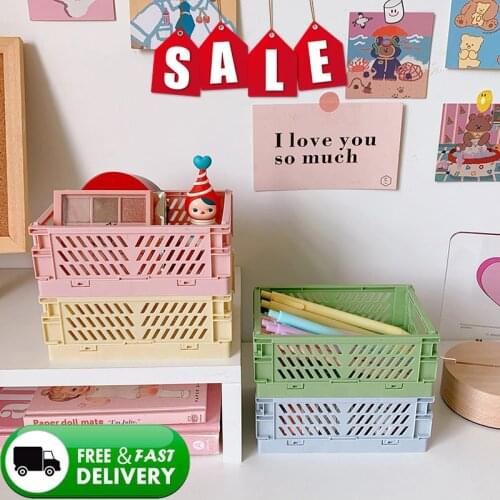 Plastic Storage Box Collapsible Folding Collapsible Plastic Home Crate Box Stackable Home Kitchen Warehouse Storage Basket